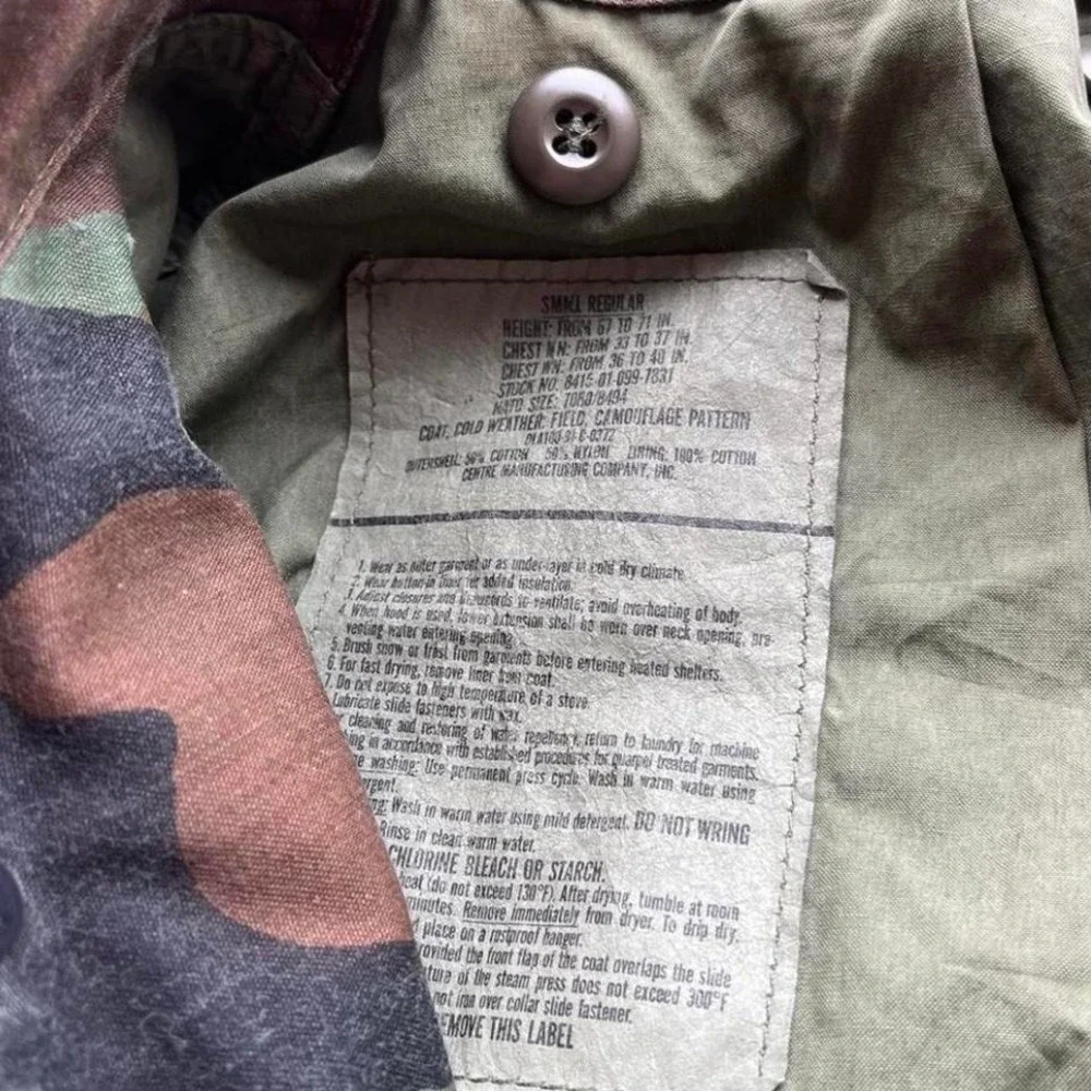 Vintage Military Jacket Men's Small M-65 Cold Weather Field jacket Woodland Camo